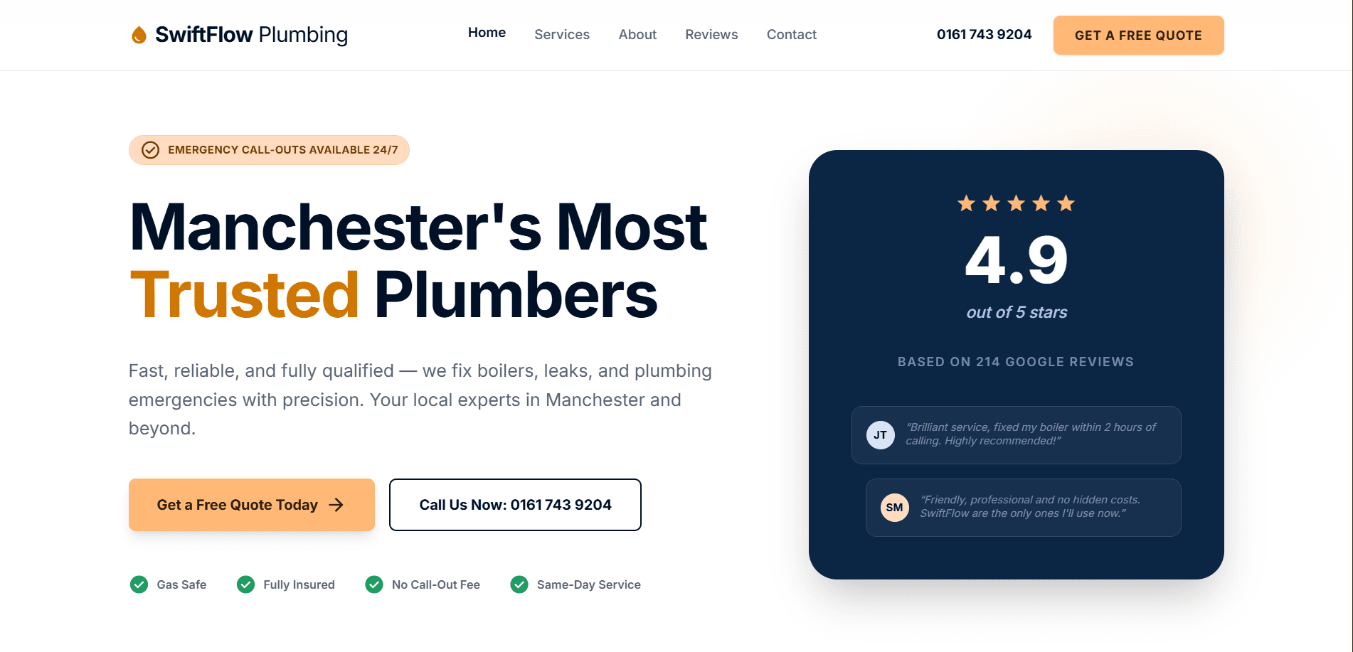 SwiftFlow Plumbing — full website